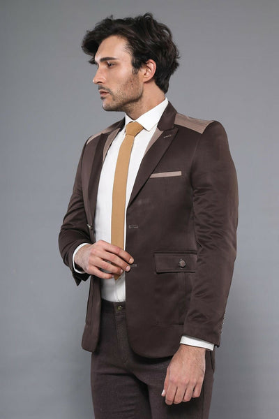 Peak Lapel Brown Jacket 3-piece-suit, 34, 38, 40, 6 Drop, Basic, Essentials, Italian Suit, Men's Blazers, Modern Fit, Peak, Peak Lapel, Plain, Slim Fit, Slim Fit Blazers, Slim Fit Suit, Slimf