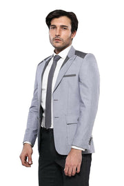 Peak Lapel Shoulder Detailed Grey Jacket | Wessi 3-piece-suit, 34, 38, 40, Men's Blazers, Modern Fit, Peak, Peak Lapel, Slim Fit, Slim Fit Blazers OutletBlazer - wessi