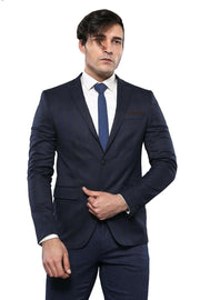 Plaid Navy Blue Wool Jacket 3-piece-suit, 34, 38, 40, 42, Blue, Men's Blazers, Modern Fit, Navy, navy-blue, Peak, Peak Lapel, Slim Fit, Slim Fit Blazers OutletBlazer - wessi