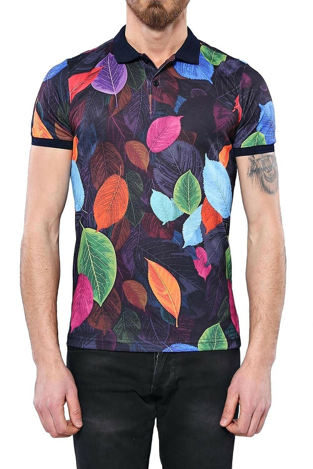 Multicolor Printed Polo T-Shirt 3-piece-suit, Daily, Floral, Knit, Modern Fit, Polo, Polo T-Shirt, Printed, purple, S, Slim Fit, T-Shirt, XL OutletT-shirt - wessi