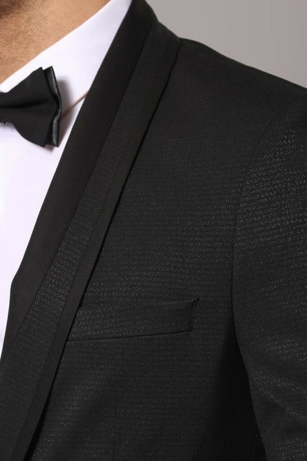 Shawl Lapel Men's Black Wedding Suit 3-piece-suit, 34, mens-suit_obsolete, Modern Fit, Slim Fit, Slim Fit Suit, Suit OutletSuit - wessi