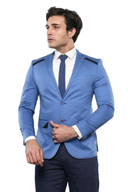 Shoulder Detailed Slim Fit Blue Jacket 3-piece-suit, 40, 42, 46, Men's Blazers, Modern Fit, Slim Fit, Slim Fit Blazers OutletBlazer - wessi