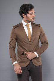 Shoulder Detailed Slim Fit Brown Jacket 3-piece-suit, 36, 38, 40, 42, 44, 46, Brown, Men's Blazers, Modern Fit, Slim Fit, Slim Fit Blazers, tan OutletBlazer - wessi