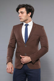 Shoulder Modeled Brown Blazer $30 - $50, 40, 42, 44, 46, 6 Drop, Brown, Casual, Daily, Italian, Men's Blazers, Modern Fit, Peak, Plain, Slim Fit, Slim Fit Blazers OutletBlazer - wessi