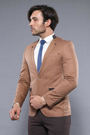 Single Button Beige Cotton Blazer 3-piece-suit, 34, 36, 42, 46, Brown, Men's Blazers, Modern Fit, Slim Fit, Slim Fit Blazers, tan OutletBlazer - wessi