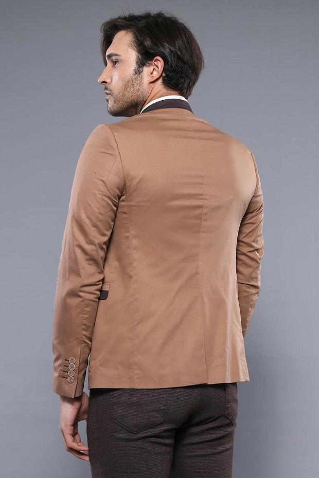 Single Button Beige Cotton Blazer 3-piece-suit, 34, 36, 42, 46, Brown, Men's Blazers, Modern Fit, Slim Fit, Slim Fit Blazers, tan OutletBlazer - wessi