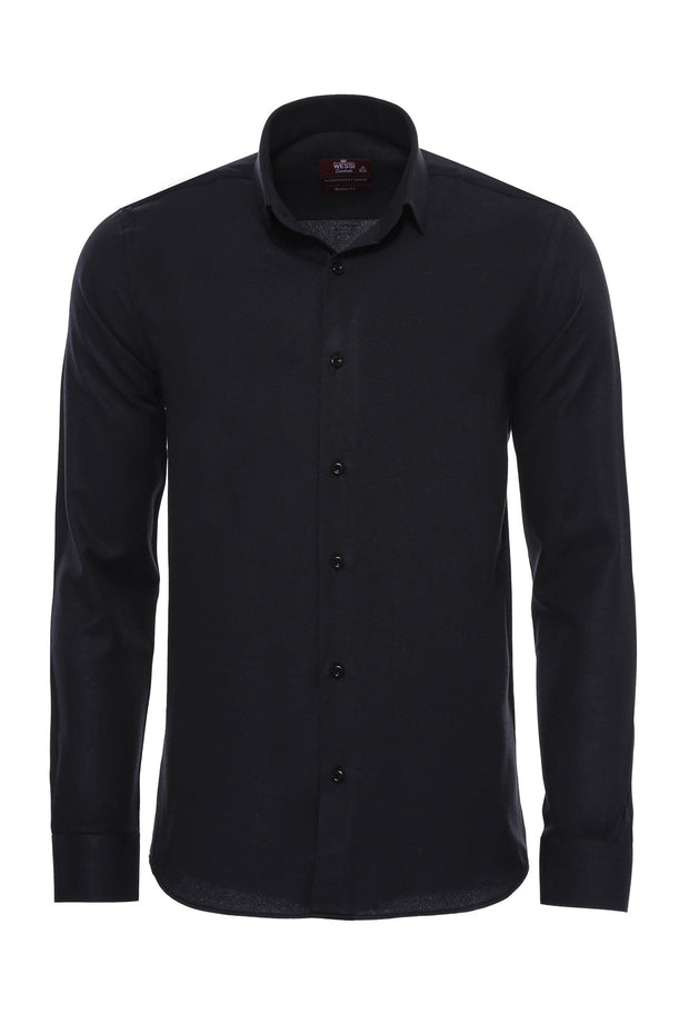 Black Plain Long Sleeves Shirt