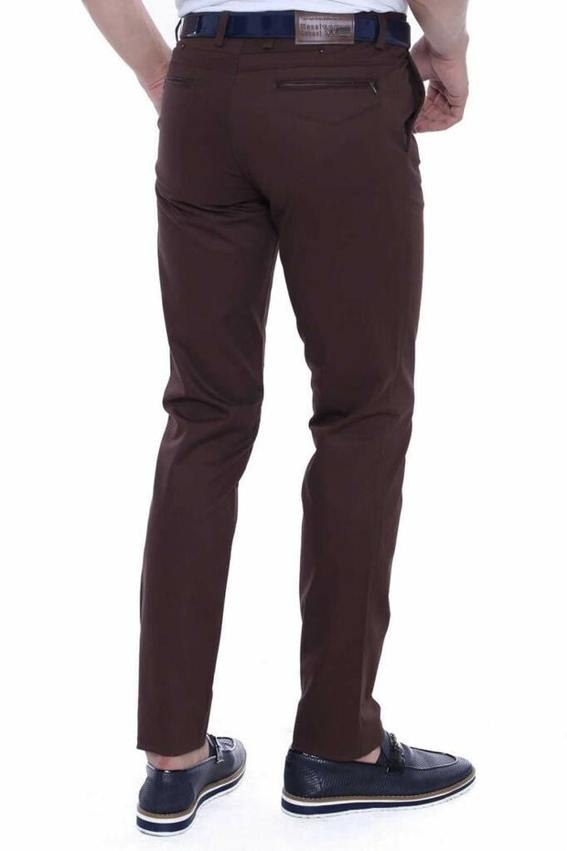 Slim Fit Brown Pants 3-piece-suit, 30, 36, Basic, Brown, Casual, Daily, Modern Fit, Office, Plain, Slim Fit, Slim Fit Trousers, Trouser TrouserSlim Fit Trousers - wessi