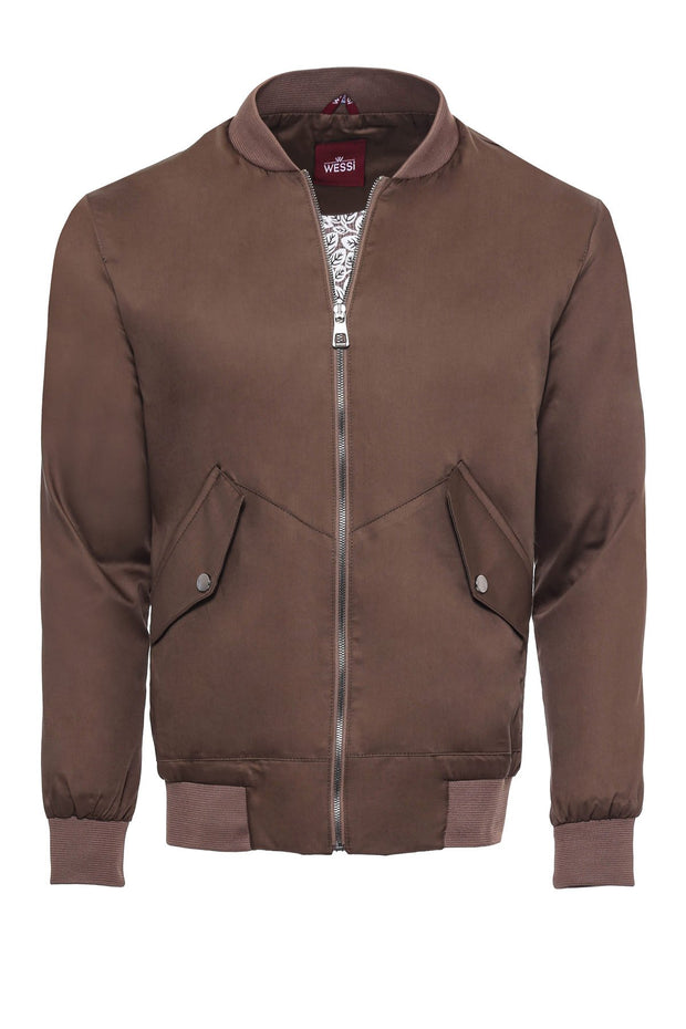 Brown Suede Bomber Coat Bomber Jacket, Outwear, Wessi OutwearBomber Jacket - wessi