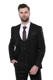 Brown Plaid Men's Winter 3 Piece Suit 3 Piece Suits, 3-piece-suit, 36, 40, 42, 44, 46, Checked, mens-suit_obsolete, Modern Fit, Notch, Plaid, Slim Fit, Suit Suit3 Piece Suits - wessi