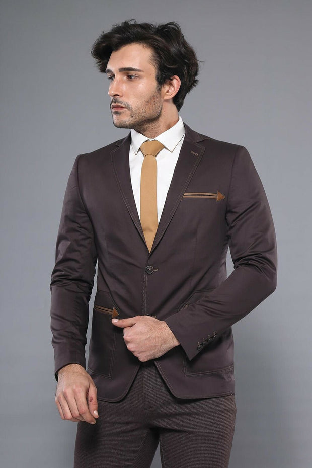 Two Buttons Brown Blazer 3-piece-suit, 34, 36, 38, 40, 42, 44, 46, Men's Blazers, Modern Fit, Slim Fit, Slim Fit Blazers OutletBlazer - wessi