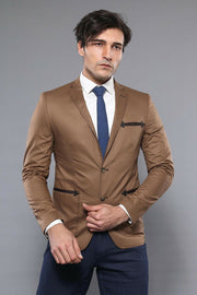 Two Buttons Slim Fit Brown Blazer 3-piece-suit, 34, 36, 38, 40, 42, 44, 46, Brown, Men's Blazers, Modern Fit, Slim Fit, Slim Fit Blazers, tan OutletBlazer - wessi