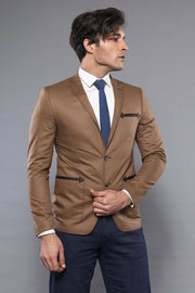 Two Buttons Slim Fit Brown Blazer 3-piece-suit, 34, 36, 38, 40, 42, 44, 46, Brown, Men's Blazers, Modern Fit, Slim Fit, Slim Fit Blazers, tan OutletBlazer - wessi