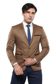 Two Buttons Slim Fit Brown Blazer 3-piece-suit, 34, 36, 38, 40, 42, 44, 46, Brown, Men's Blazers, Modern Fit, Slim Fit, Slim Fit Blazers, tan OutletBlazer - wessi