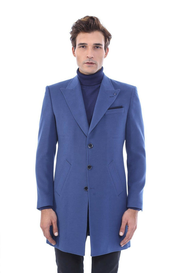 Wide Collar Blue Short Coat | Wessi 3-piece-suit, 40, Coat, Kaban, Modern Fit, Outwear, Peak, Peak Lapel, Slim Fit OutwearCoatKaban - wessi