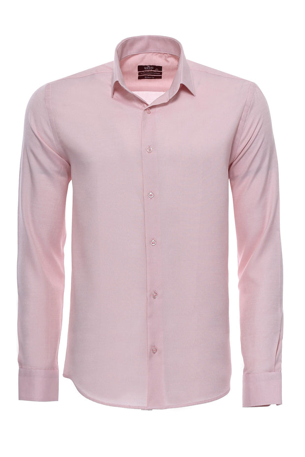 Pink Patterned Long Sleeve Shirt Basic, Casual, Daily, Essentials, Italian, L, M, Modern Fit, Office, Patterned, pink, S, Shirt, Slim Fit, XL, XXL ShirtWedding Shirt - wessi