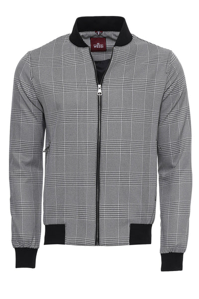 Light Grey Checked Bomber Coat $50 - $100, 36, 38, 40, 42, 44, 46, 6 Drop, Bomber Jacket, Casual, Checked, Grey, Modern Fit, Outwear, Plaid, Slim Fit, Slimfit, Zippered OutwearBomber Jacket -