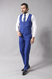 Blue Slim Fit Vested Suit 3-piece-suit, 36, 38, 40, 42, 44, 46, mens-suit_obsolete, Modern Fit, Notch, Slim Fit, Slim Fit Suit, Suit SuitSlim Fit Suit - wessi