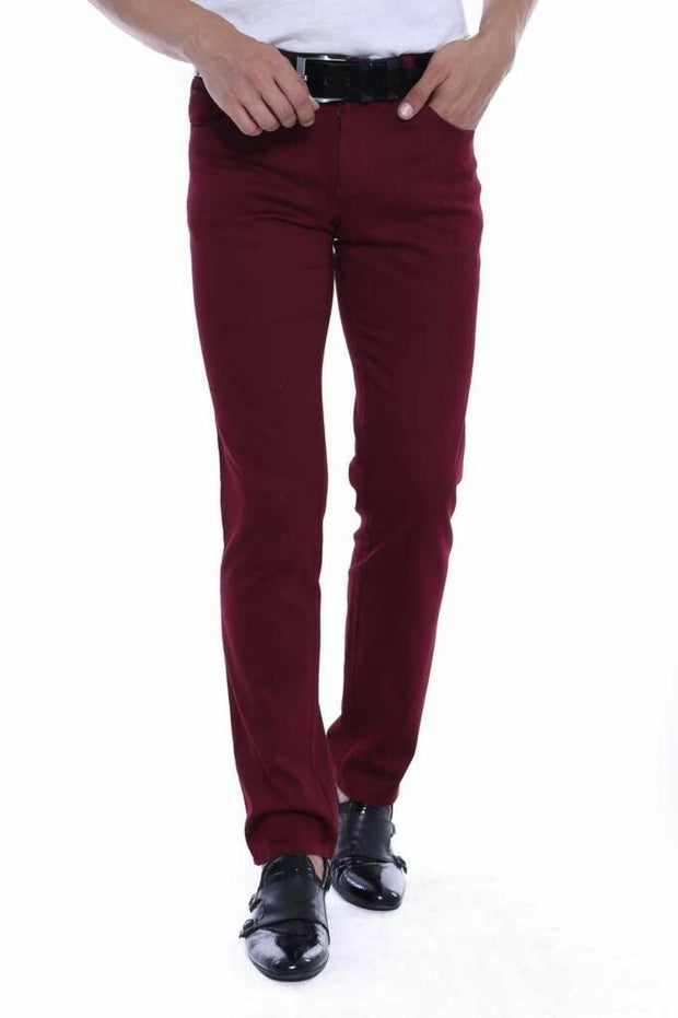 Cotton Burgundy Pants 3-piece-suit, 30, 32, 34, 36, 38, 40, Basic, Brown, Casual, Daily, Modern Fit, Office, Plain, Slim Fit, Slim Fit Trousers, Tan, Trouser TrouserSlim Fit Trousers - wessi